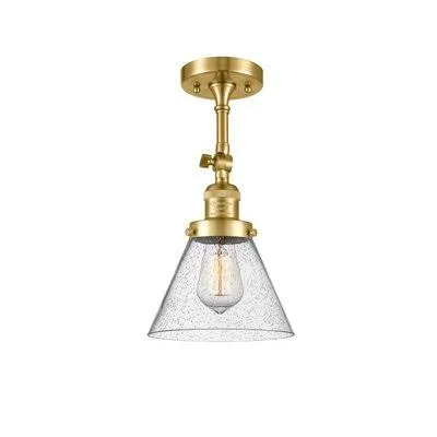 Agustine 1 - Light Simple Cone Semi Flush Mount 17 Stories Fixture Finish: Brushed Satin Nickel - Size: 13.5x22 H x 7.75x22 W x 7
