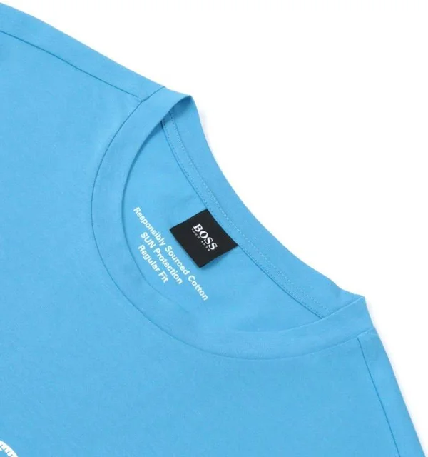 Boss Round Neck Men's Short Sleeve T-Shirt - Open Blue