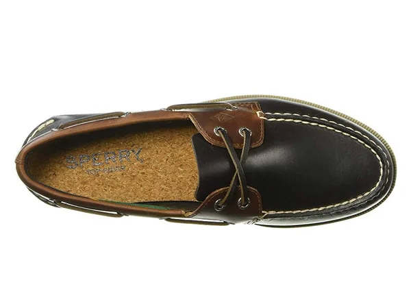 Sperry Top-Sider Men's Authentic Original 2-Eye Plush Varsity Boat Shoe, Size: 8.5, Brown/Tan Leather