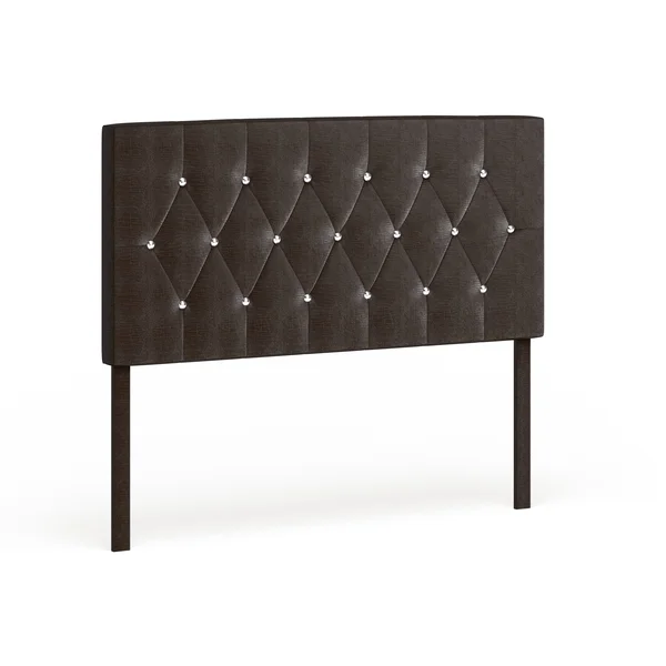 Furniture of America Huntress I Crocodile Faux Leather Button-Tufted Headboard - Brown - Full Over Queen