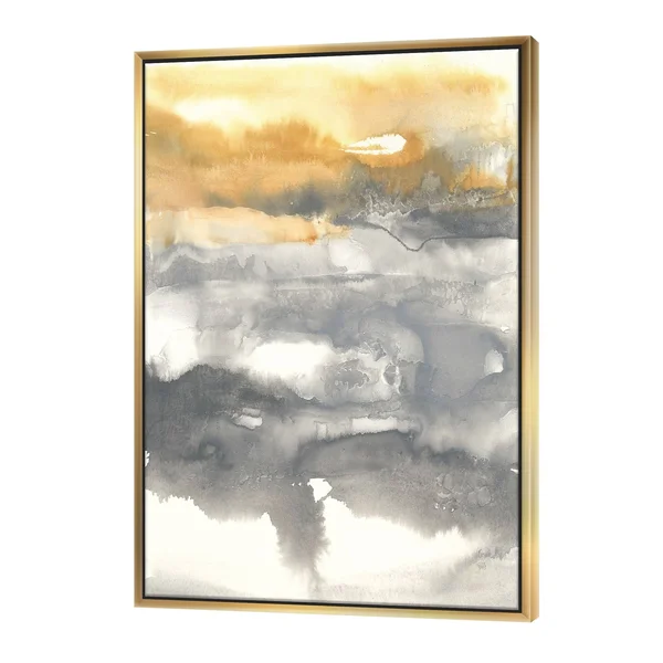 Designart &Gold Glamour Direction II& Modern & Contemporary Framed Canvas - Grey - 30 in. Wide x 40 in. High - White