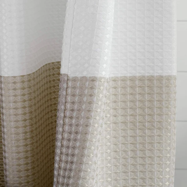 Dainty Home Ombre Waffle Weave Fabric Shower Curtain Taupe