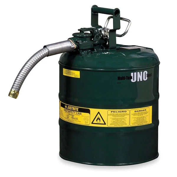 Justrite 7225430 Green Type II Safety Can - 1x22 Hose, 2.5 Gallon