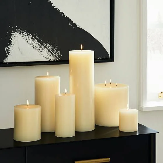 Unscented Pillar Candle, Ivory, 3x22x6