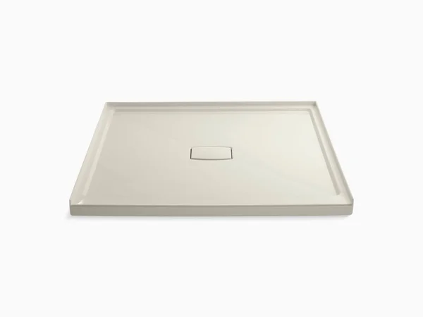 KOHLER K-9395-96 Archer 60 In. x 60 In. Single Threshold Center Drain Shower Base with Removable Cover, Biscuit