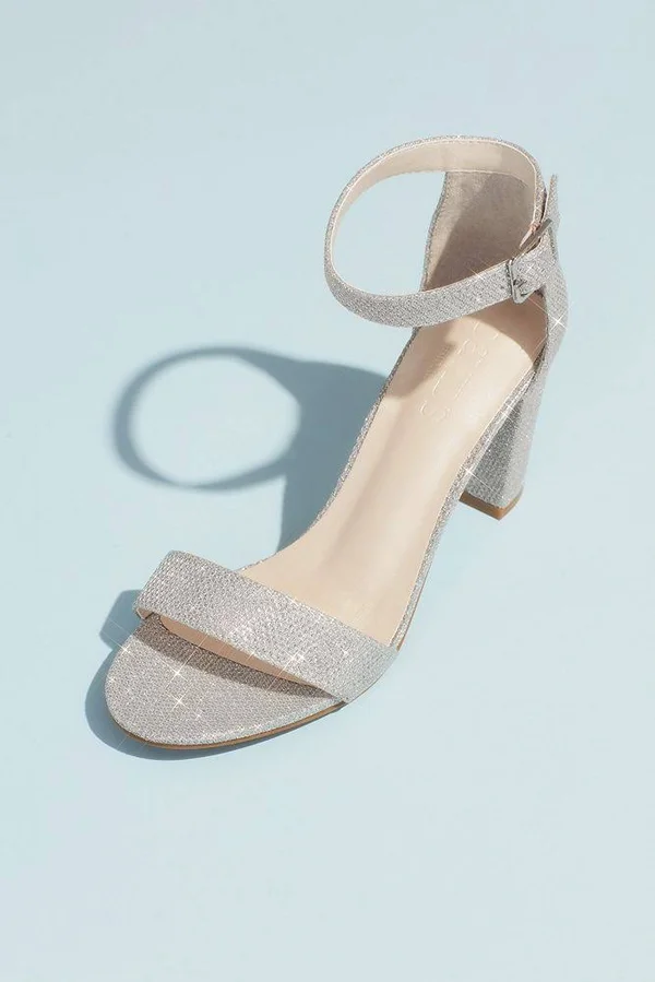 Block Heel Ankle Strap Sandal - White, 10 Women's