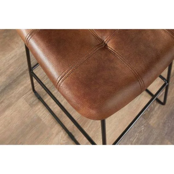 Home Decorators Collection Ivers Black Metal Upholstered Bar Stool with Back and Antique Brown Seat (18.5 in. W x 45 in. H) - Ant