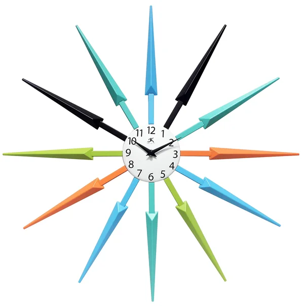 Infinity Instruments Midcentury Multicolored Wall Clock 24.5x22x 24.5x22x 1.75x22