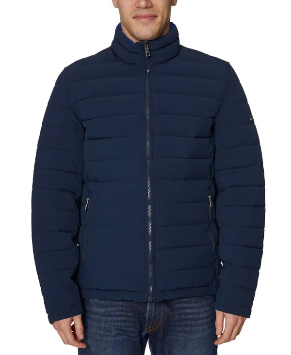 Nautica Polystretch Reversible Padded Jacket - Navy at Nordstrom Rack