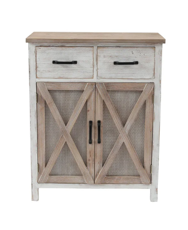 LuxenHome Rustic Wood Barn Door Storage Cabinet