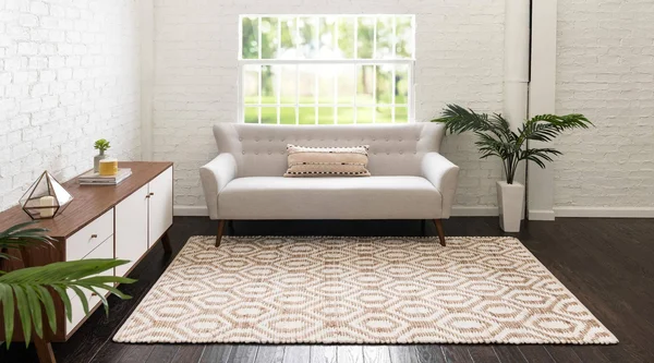 Unique Loom 3153289 4 x 6 ft. Chindi Jute Rectangle Rug White