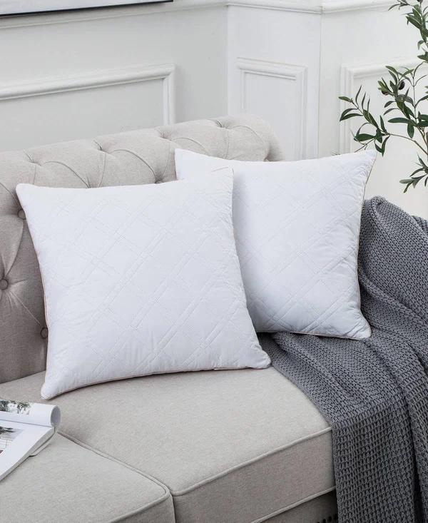 Unikome 18x22 x 18x22 Square Down Feather Bed Pillow Inserts, 2 Pack - White