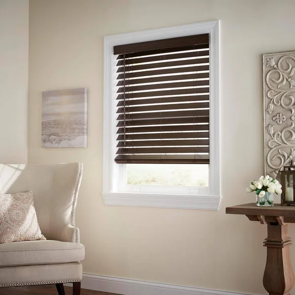Home Decorators Collection Espresso Cordless Room Darkening 2.5 in. Premium Faux Wood Blind for Window - 67.5 in. W x 64 in. L