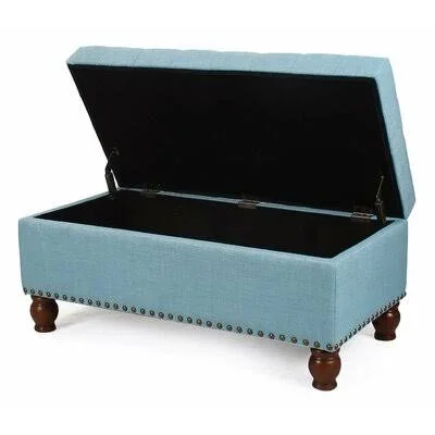 Gourley Upholstered Flip Top Storage Bench Upholstery Color: Blue