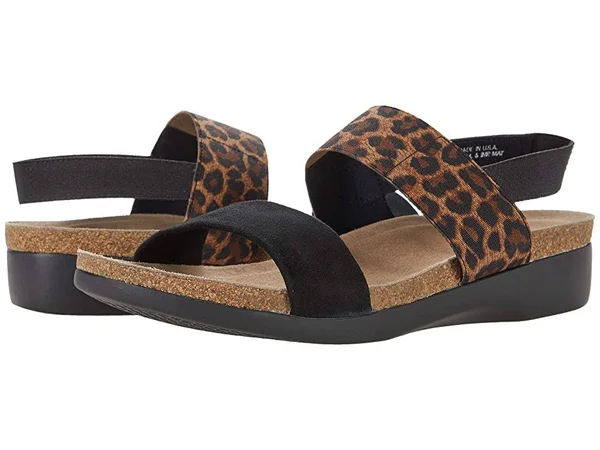 Munro Pisces Black Leopard Sandal (Women) 10.5, WW, Black Leopard