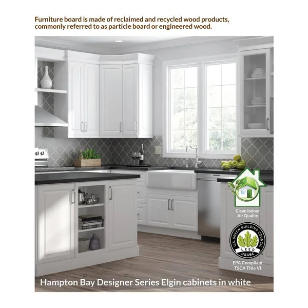 Hampton Bay Designer Series Melvern Assembled 24x34.5x23.75 in. Base Kitchen Cabinet in White