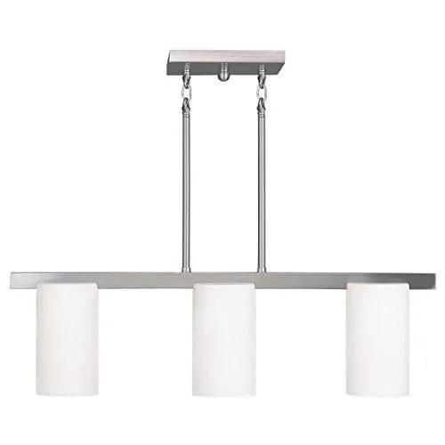 World of Crystal Chandeliers 3 Lights with Hand Blown Satin Opal White Glass Brushed Nickel 4 in WC75609