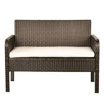 4 Pieces Outdoor Patio Furniture Sets Rattan Chair Wicker Set - Outdoor Use Backyard Porch Garden Poolside Balcony Furniture Sets