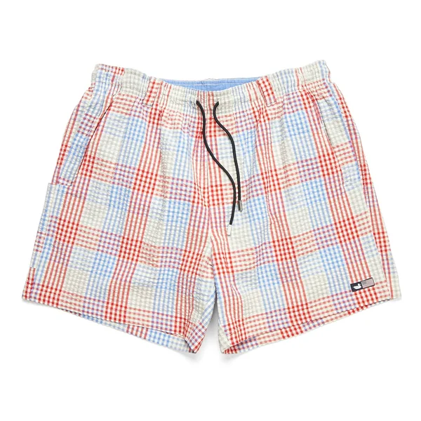 Southern Marsh Dockside Swim Trunk-Gingham Red/Blue XL Mens Swim