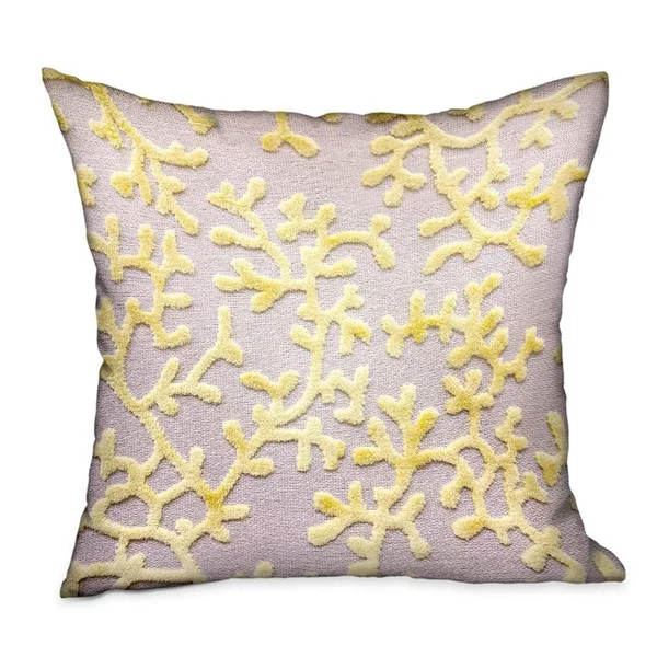 Plutus Brands PBDU1902-1818-DP 18 x 18 in. Lemon Reef Yellow & Cream Floral Luxury Throw Pillow