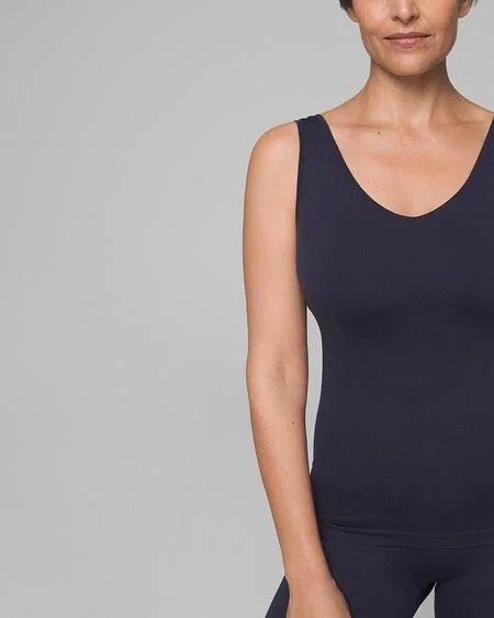 Seamfree Turnaround Tank, Black, Size L by Soma