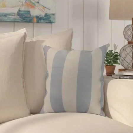 Breakwater Bay Crider Stripe Print Indoor/Outdoor Throw Pillow, Blue