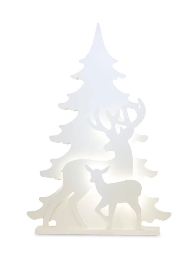 LED Tree and Deer 30.5x22L x 43.5x22H Polyester/MDF UL Adapter - 30.5 x 4.5 x 43.5