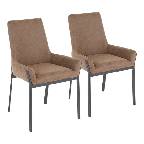 LumiSource Odessa Grey Fabric & Black Steel Dining Chair (Set of 2)