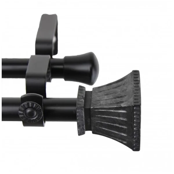 Rod Desyne Trumpet Double Curtain Rod, Black