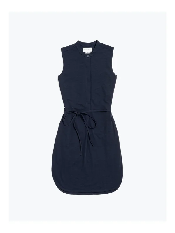 Most Comfortable, Soft, Flexible Dress - Women's Hybrid Seersucker Dress - Navy - Xs