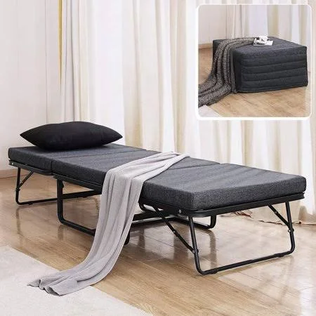 Tatago Ottoman Folding Bed with Steel Mesh Wire Lattice Base, 78 x 30, Size: 16, Gray