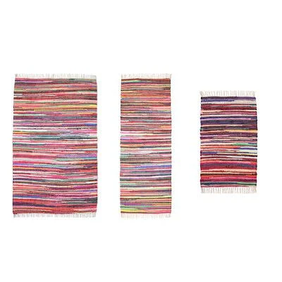 Modern 3 Piece Tufted Cotton Red Area Rug Set World Menagerie