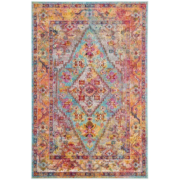 Safavieh CRS507B Crystal Light Blue, Fuchsia Area Rug - 7& x 7& Round