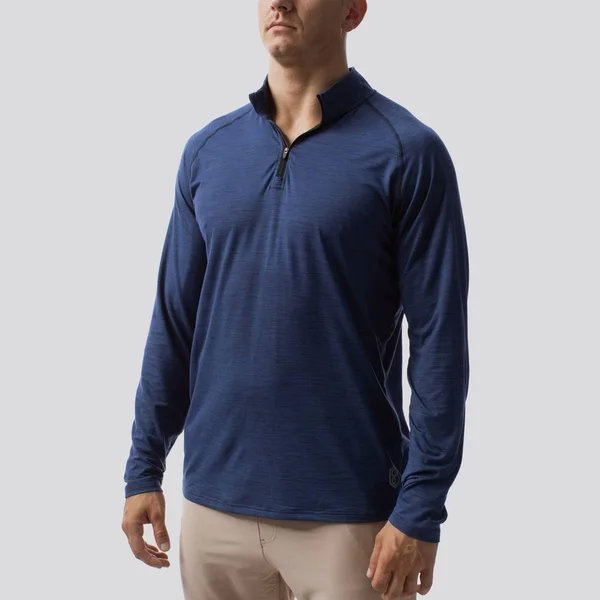 Born Primitive Male Zip Neck Athleisure Long Sleeve (Navy) - Fitness Apparel, Small