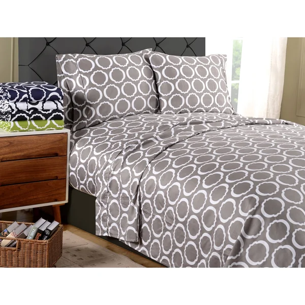 Superior Scroll Park Cotton Rich 600 Thread Count Sheet Set - California King, White/Black