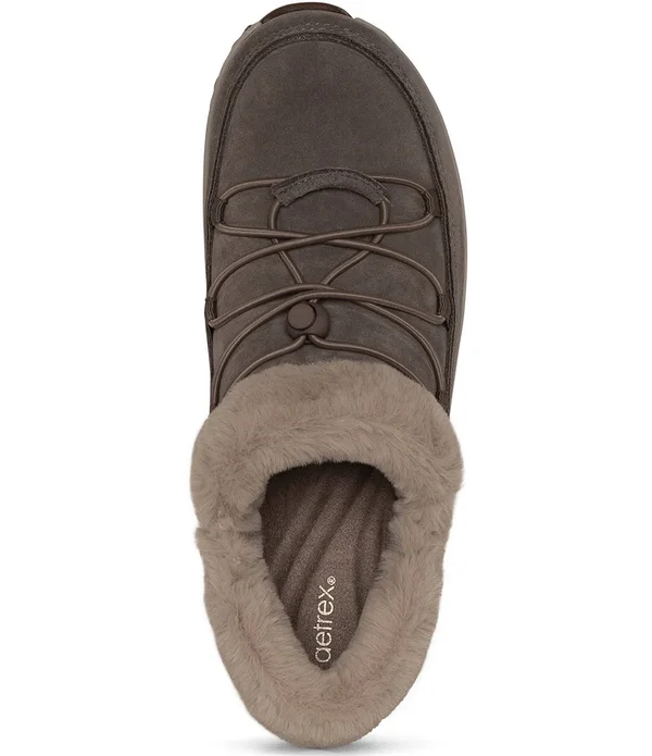 Aetrex Chrissy Waterproof Suede Faux Fur Lined Ankle Booties - 37(7M)