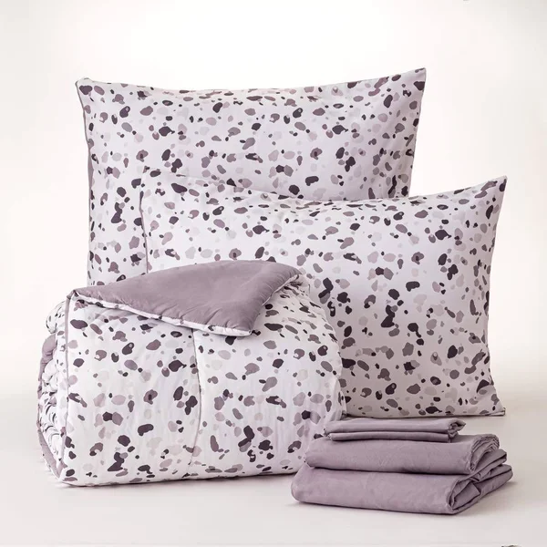 Dawn 7-Piece Bed-in-a-Bag Comforter Set in Gray terrazo, Full/Queen Size, Soft, Durable and Easy Care