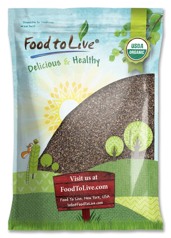 Organic Black Chia Seeds, 10 Pounds - by Food to Live
