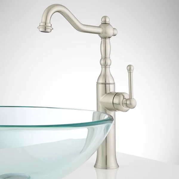 Signature Hardware 927808 Sidonie 1.2 GPM Single Hole Vessel Bathroom Faucet Wit Polished Nickel 405881