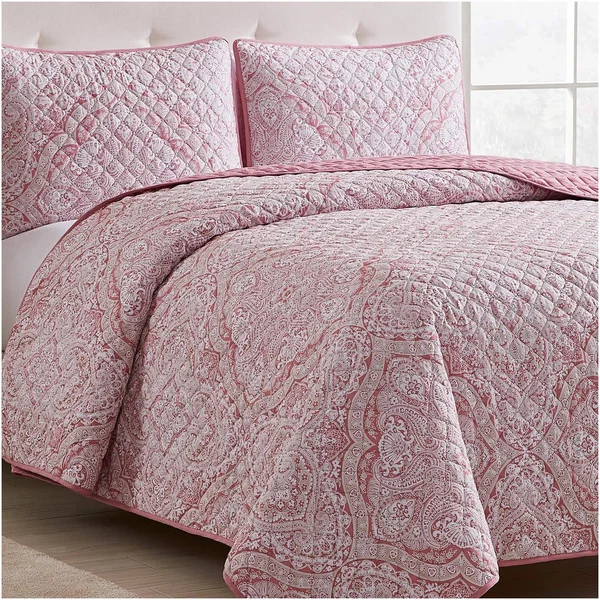 Mellanni Bedspread Coverlet Set - Bedding Cover - Oversized 2-Piece Quilt Set (Twin/TwinXL, Medallion Coral)