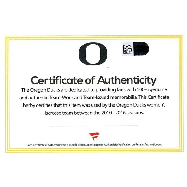 Fanatics Authentic Oregon Ducks Women's Lacrosse Team-Worn #14 Green and Yellow Long Sleeve Jersey Used Between The 2010 - 2016