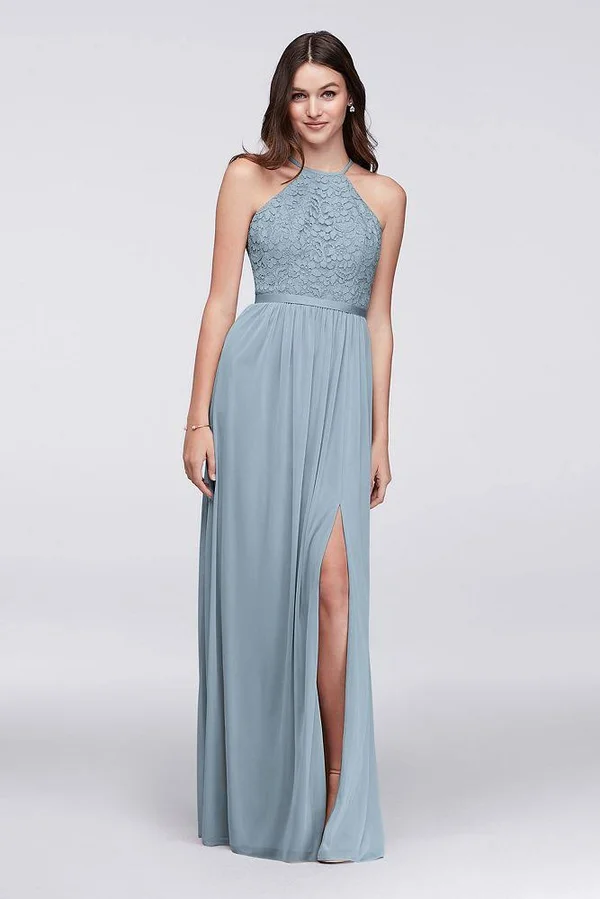 Open-Back Lace and Mesh Bridesmaid Dress - Rose Gold Metallic, 8