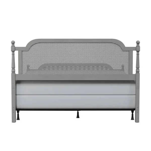 Hillsdale Furniture Melanie Wood and Cane Bed, French Gray (Queen)