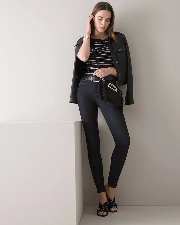 Women's High-Rise Sculpt Skinny Ankle Jeans, Blue/Vancouver Rinse Wash, Size 6 - Long by White House Black Market