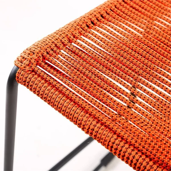 Armen Living Shasta 30 in. Outdoor Metal and Tangerine Rope Stackable Barstool (Set of 2)