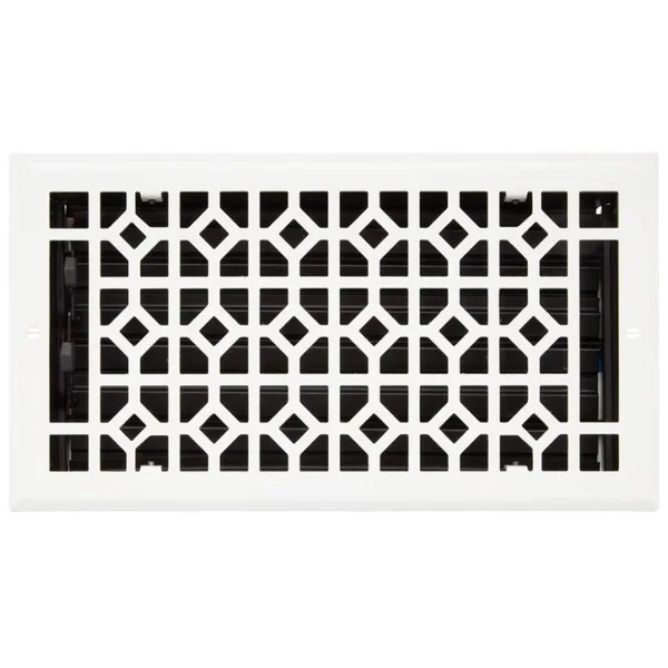 Signature Hardware 947830-6-12 Appert Steel Wall Register - 6x22 x 12x22 White Vent Covers Registers Pattern 445803