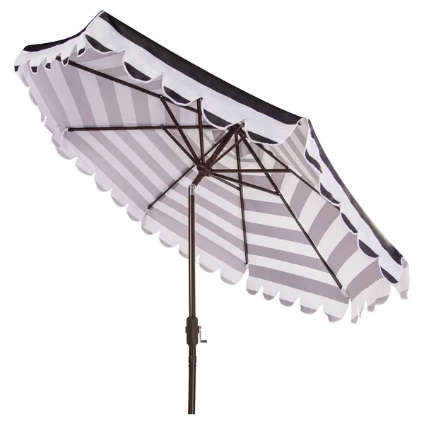 Safavieh 9-ft. Striped Scalloped Trim Patio Umbrella - Black