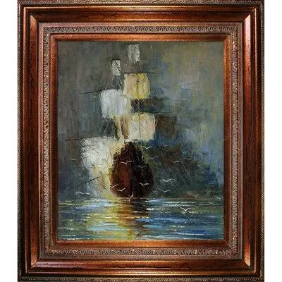 &Nostalgy& Framed Hand Painted Oil on Canvas Winston Porter Size: 34x22 H x 34x22 W x 2x22 D, Format: Mediterranean