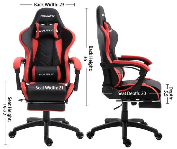 Dowinx Gaming Chair Ergonomic Racing Style Recliner with Massage Lumbar Support - Office Armchair for Computer PU Leather E-Sport