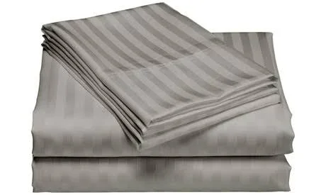 1200 Thread Count Stripe 100% Cotton Sheet Set Full in Grey